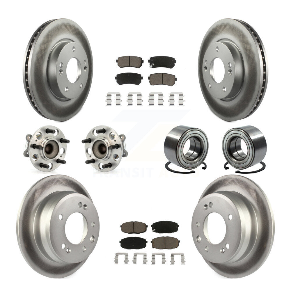 Hub Bearing Coated Brake Rotor And Pad Front Rear Kit (10Pc) For Hyundai Elantra