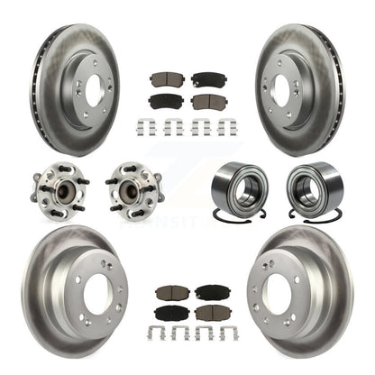 Hub Bearing Coated Brake Rotor And Pad Front Rear Kit (10Pc) For Hyundai Elantra