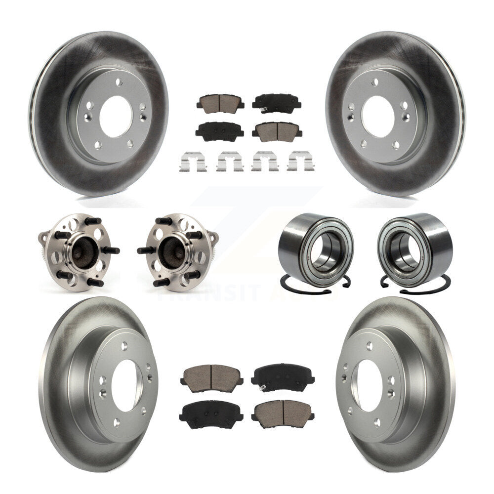 Hub Bearing Coated Brake Rotor Pads Front Rear Kit (10Pc) For Hyundai Elantra GT