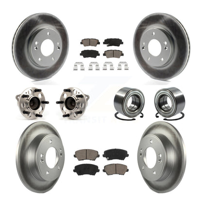 Hub Bearing Coated Brake Rotor Pads Front Rear Kit (10Pc) For Hyundai Elantra GT