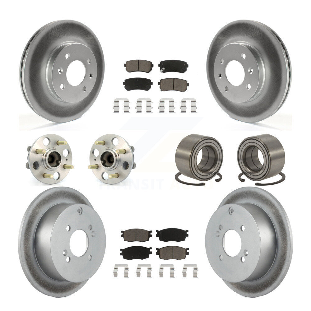 Hub Bearing Coated Brake Rotor Pads Front Rear Kit (10Pc) For Hyundai Accent Kia