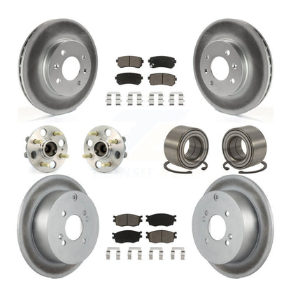 Hub Bearing Coated Brake Rotor Pads Front Rear Kit (10Pc) For Hyundai Accent Kia