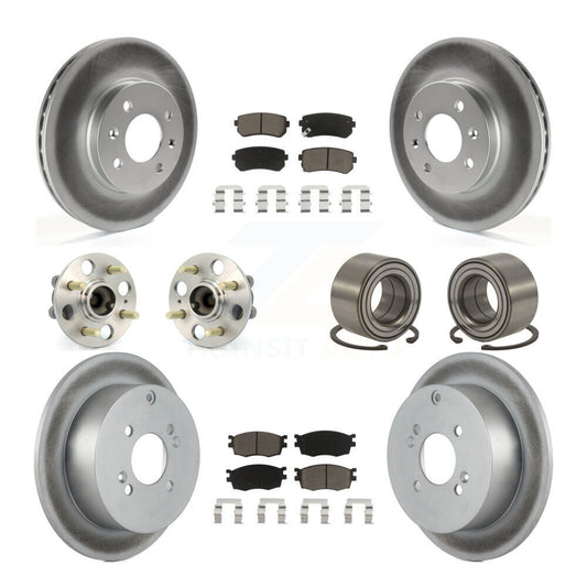 Hub Bearing Coated Brake Rotor Pads Front Rear Kit (10Pc) For Hyundai Accent Kia