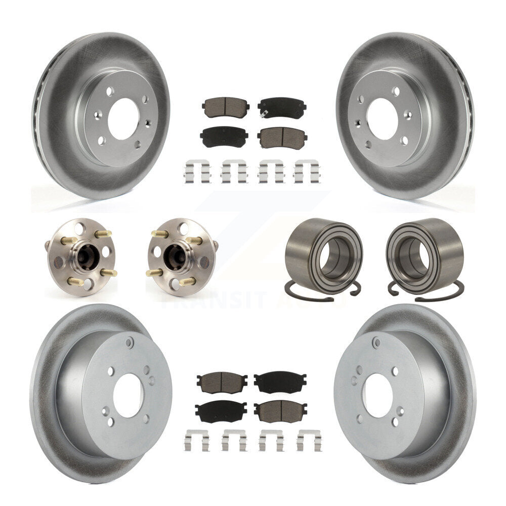 Hub Bearing Coated Brake Rotor Pads Front Rear Kit (10Pc) For Hyundai Accent Kia