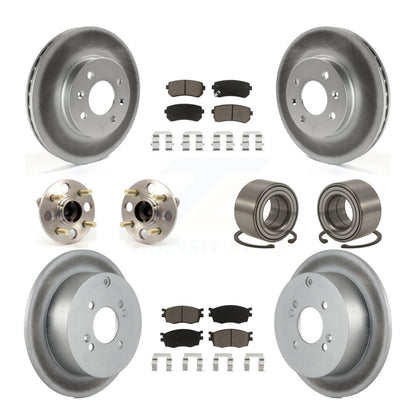 Hub Bearing Coated Brake Rotor Pads Front Rear Kit (10Pc) For Hyundai Accent Kia