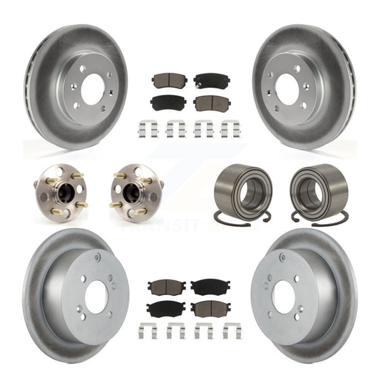 Hub Bearing Coated Brake Rotor Pads Front Rear Kit (10Pc) For Hyundai Accent Kia