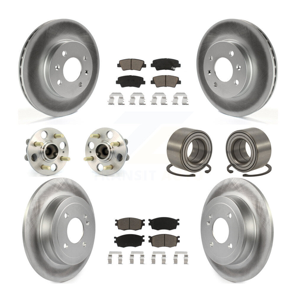 Hub Bearing Coated Disc Brake Rotor Pad Front Rear Kit (10Pc) For Hyundai Accent