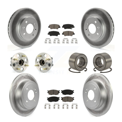 Hub Bearing Coated Disc Brake Rotor Pad Front Rear Kit (10Pc) For Hyundai Accent
