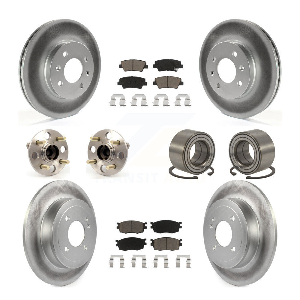 Hub Bearing Coated Disc Brake Rotor Pad Front Rear Kit (10Pc) For Hyundai Accent