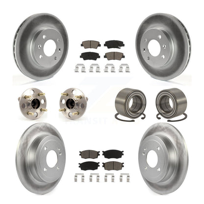 Hub Bearing Coated Disc Brake Rotor Pad Front Rear Kit (10Pc) For Hyundai Accent
