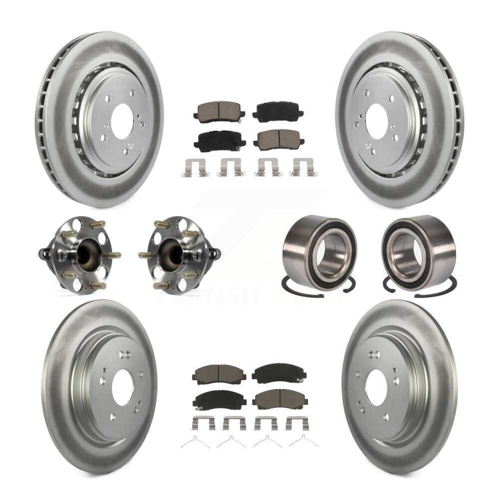 Hub Bearing Coated Brake Rotor Pad Front Rear Kit (10Pc) For 15-20 Acura TLX FWD
