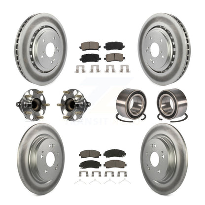 Hub Bearing Coated Brake Rotor Pad Front Rear Kit (10Pc) For 15-20 Acura TLX FWD