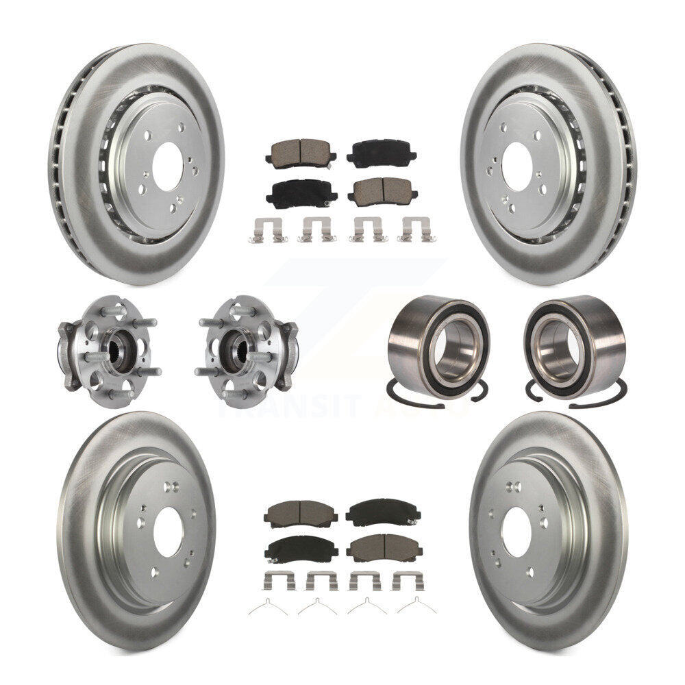 Hub Bearing Coated Brake Rotor Pad Front Rear Kit (10Pc) For 15-20 Acura TLX AWD