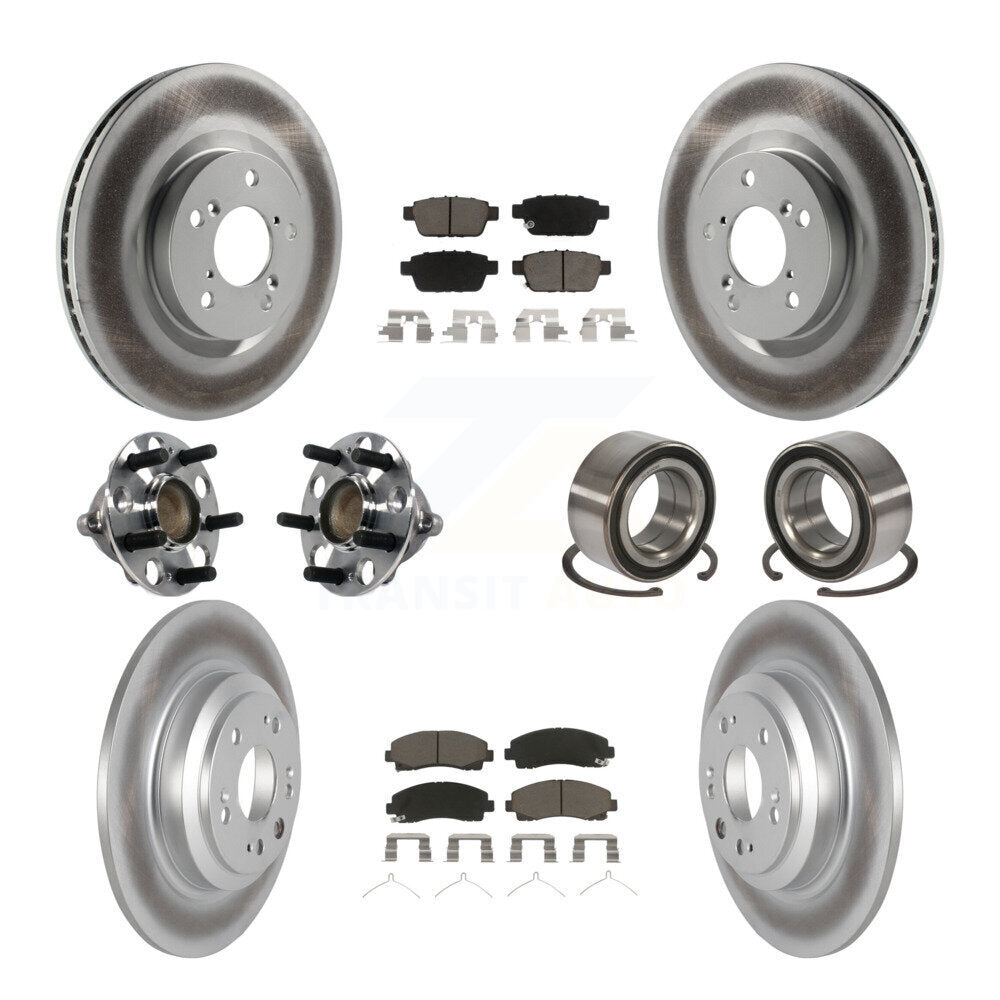 Hub Bearing Coated Disc Brake Rotors And Pads Front Rear Kit (10Pc) For Acura TL