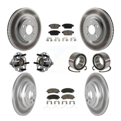 Hub Bearing Coated Disc Brake Rotors And Pads Front Rear Kit (10Pc) For Acura TL