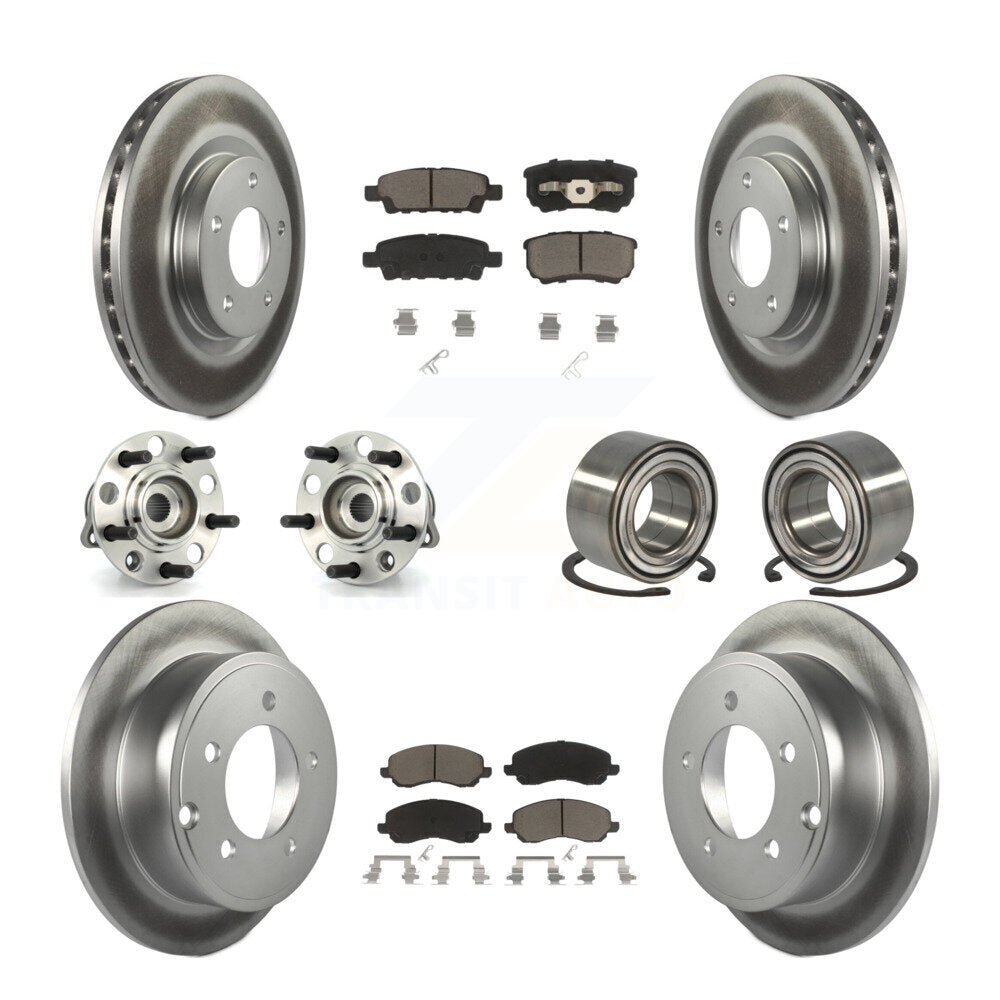 Hub Bearing Coat Brake Rotor Pads Front Rear Kit (10Pc) For Jeep Patriot Compass