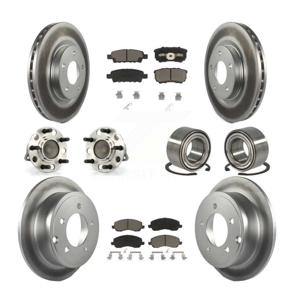 Hub Bearing Coat Brake Rotor Pads Front Rear Kit (10Pc) For Jeep Patriot Compass