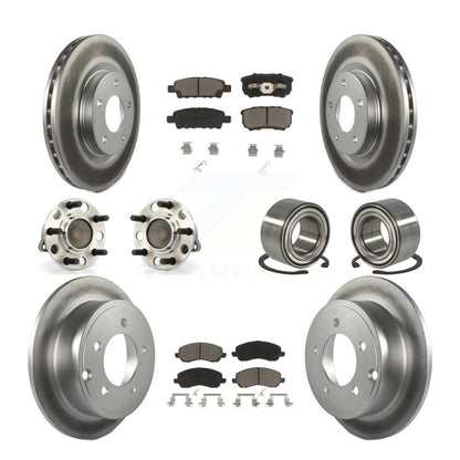Hub Bearing Coat Brake Rotor Pads Front Rear Kit (10Pc) For Jeep Patriot Compass