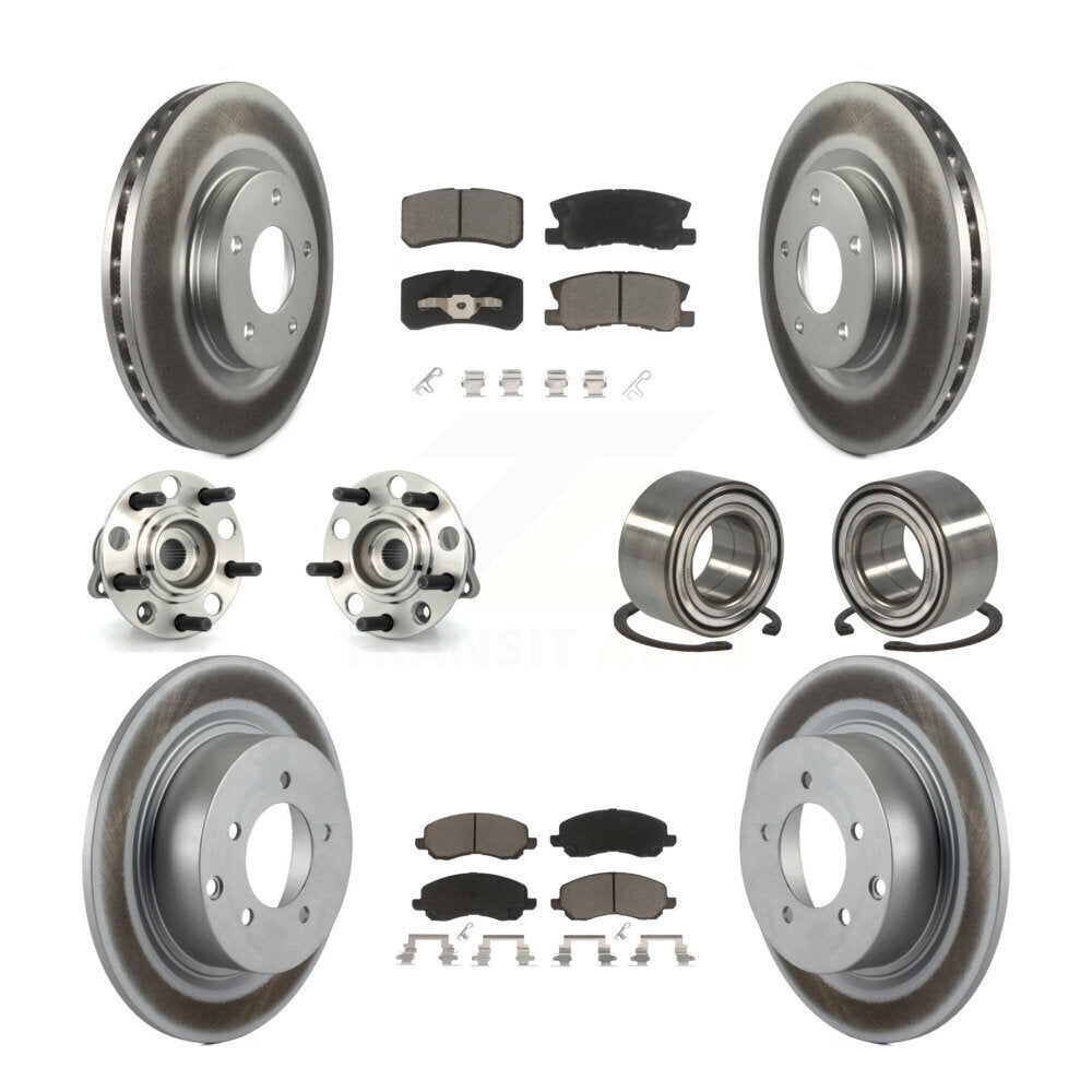 Hub Bearing Coat Brake Rotor Pads Front Rear Kit (10Pc) For Jeep Patriot Compass
