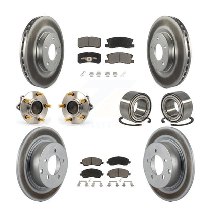Hub Bearing Coated Brake Rotor & Pad Front Rear Kit (10Pc) For Mitsubishi Lancer