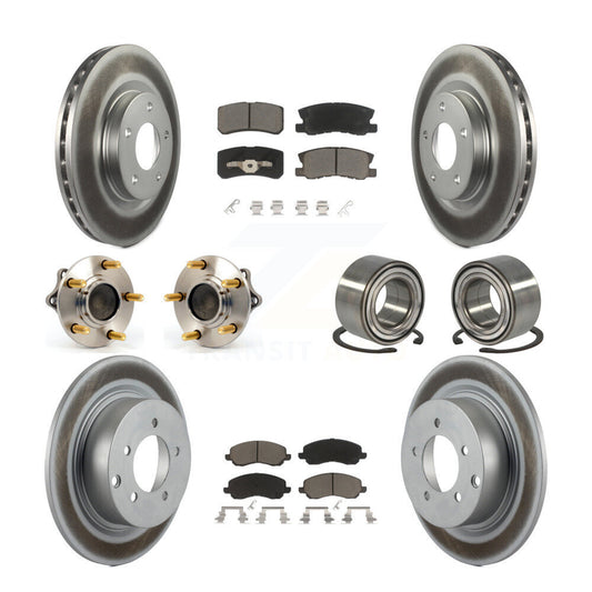 Hub Bearing Coated Brake Rotor & Pad Front Rear Kit (10Pc) For Mitsubishi Lancer