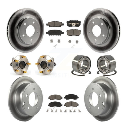 Hub Bearing Coated Brake Rotor & Pad Front Rear Kit (10Pc) For Mitsubishi Lancer
