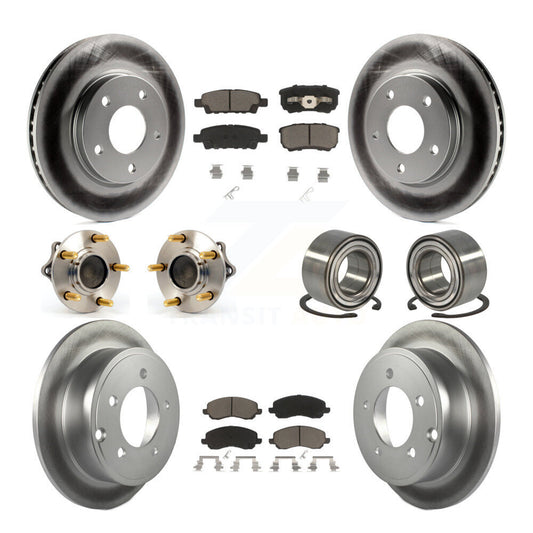 Hub Bearing Coated Brake Rotor & Pad Front Rear Kit (10Pc) For Mitsubishi Lancer