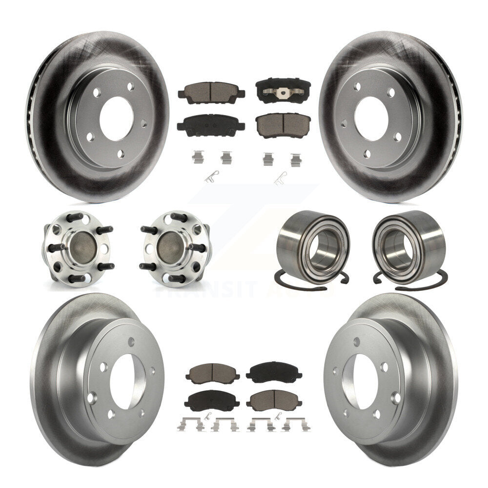 Hub Bearing Coated Disc Brake Rotor Pads Front Rear Kit (10Pc) For Dodge Caliber