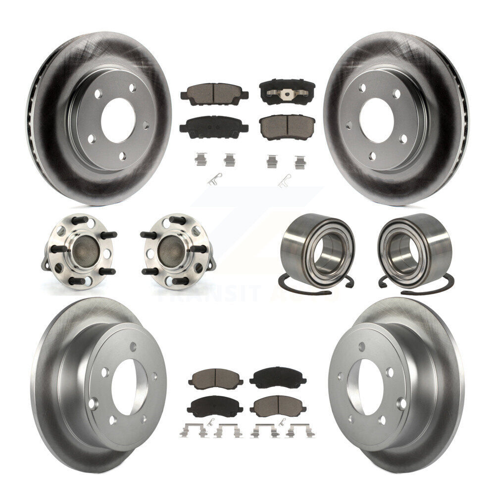 Hub Bearing Coated Disc Brake Rotor Pads Front Rear Kit (10Pc) For Dodge Caliber