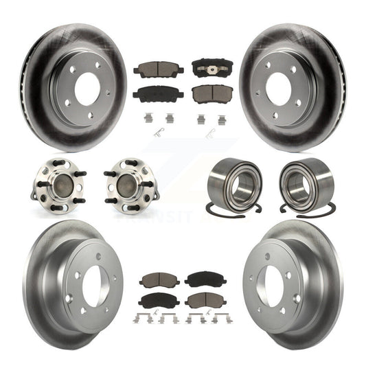 Hub Bearing Coated Disc Brake Rotor Pads Front Rear Kit (10Pc) For Dodge Caliber