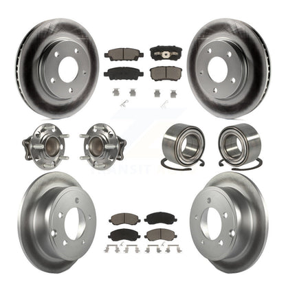 Hub Bearing Coated Brake Rotor & Pad Front Rear Kit (10Pc) For Mitsubishi Lancer