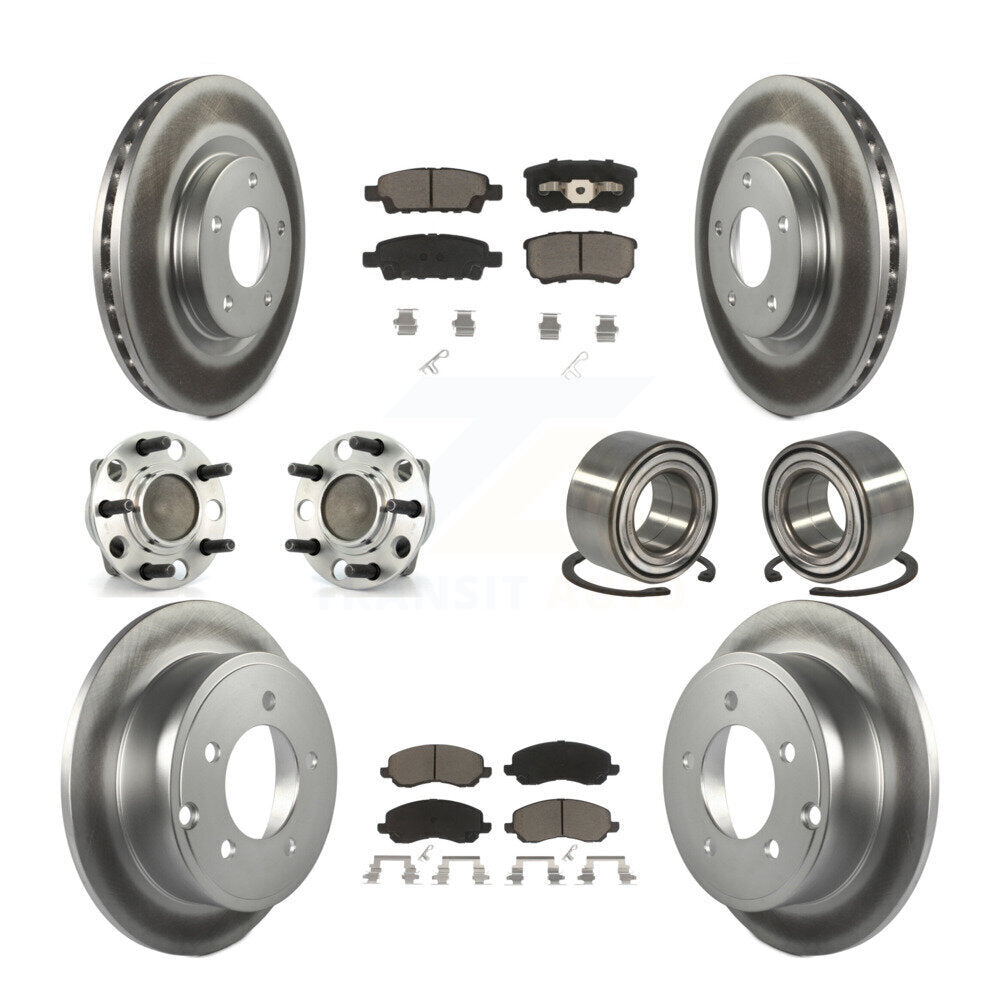 Hub Bearing Coated Disc Brake Rotor Pads Front Rear Kit (10Pc) For Dodge Caliber