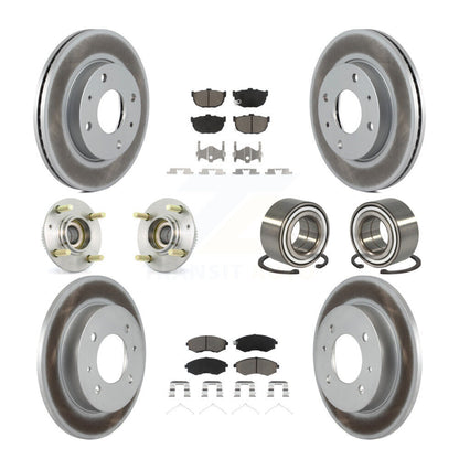 Hub Bearing Coated Brake Rotor And Pad Front Rear Kit (10Pc) For Hyundai Elantra