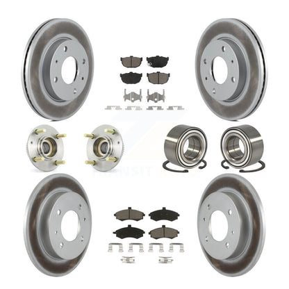 Hub Bearing Coated Brake Rotor And Pad Front Rear Kit (10Pc) For Hyundai Elantra