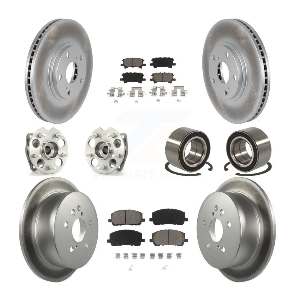 Hub Bearing Coated Brake Rotor & Pad Front Rear Kit (10Pc) For Toyota Highlander