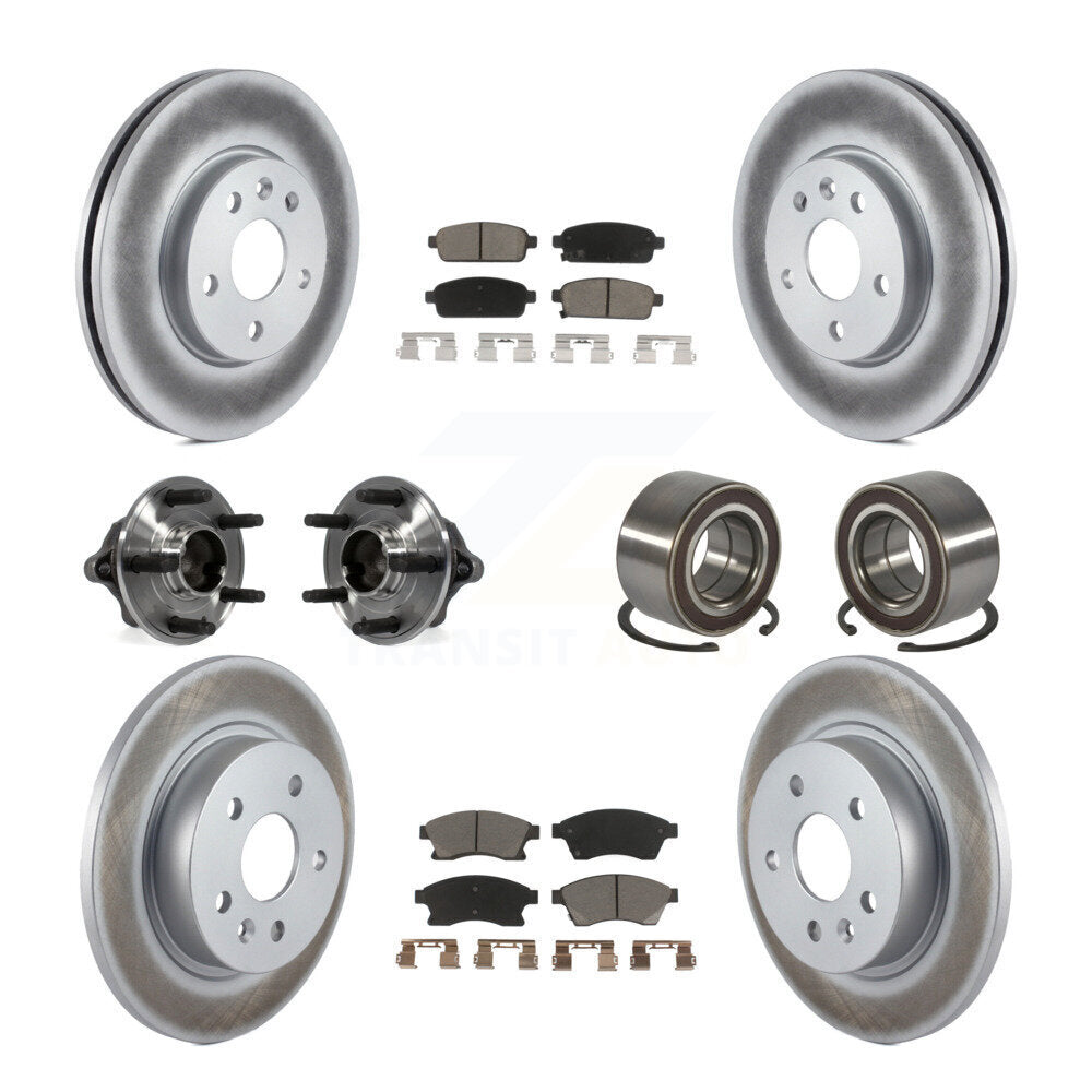 Hub Bearing Coated Brake Rotor And Pad Front Rear Kit (10Pc) For Chevrolet Sonic