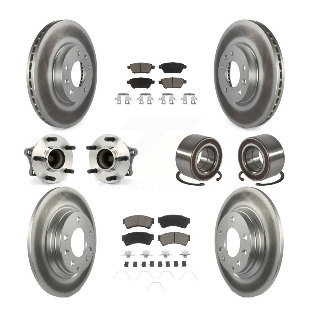 Hub Bearing Coated Brake Rotor Pads Front Rear Kit (10Pc) For 09-13 Mazda 6 2.5L