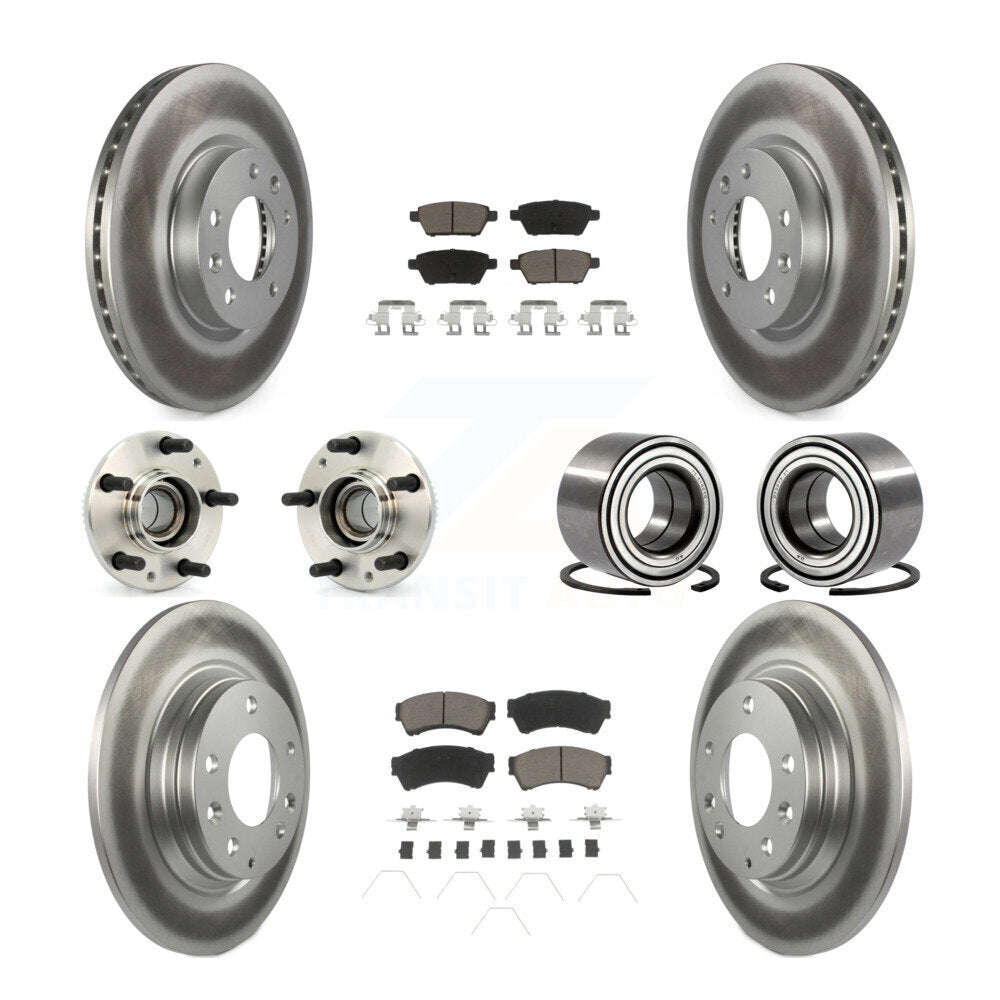 Hub Bearing Coated Brake Rotor Pad Front Rear Kit (10Pc) For Ford Fusion Mazda 6