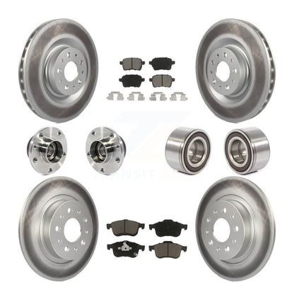 Hub Bearing Coated Brake Rotor Pad Front Rear Kit (10Pc) For 2014-2018 Fiat 500L