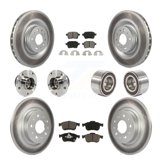 Hub Bearing Coated Brake Rotor Pad Front Rear Kit (10Pc) For 2014-2018 Fiat 500L
