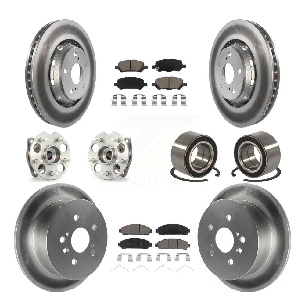Hub Bearing Coated Brake Rotor & Pads Front Rear Kit (10Pc) For Toyota Venza AWD