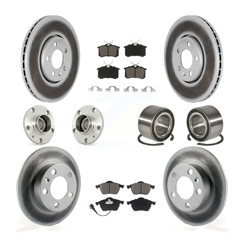 Hub Bearing Coat Brake Rotor Pad Front Rear Kit (10Pc) For Volkswagen Golf Jetta