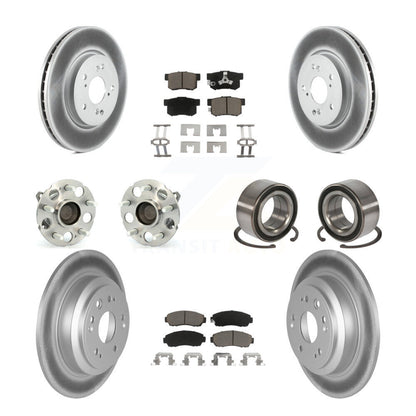 Hub Bearing Coated Brake Rotor & Pads Front Rear Kit (10Pc) For Honda Accord FWD