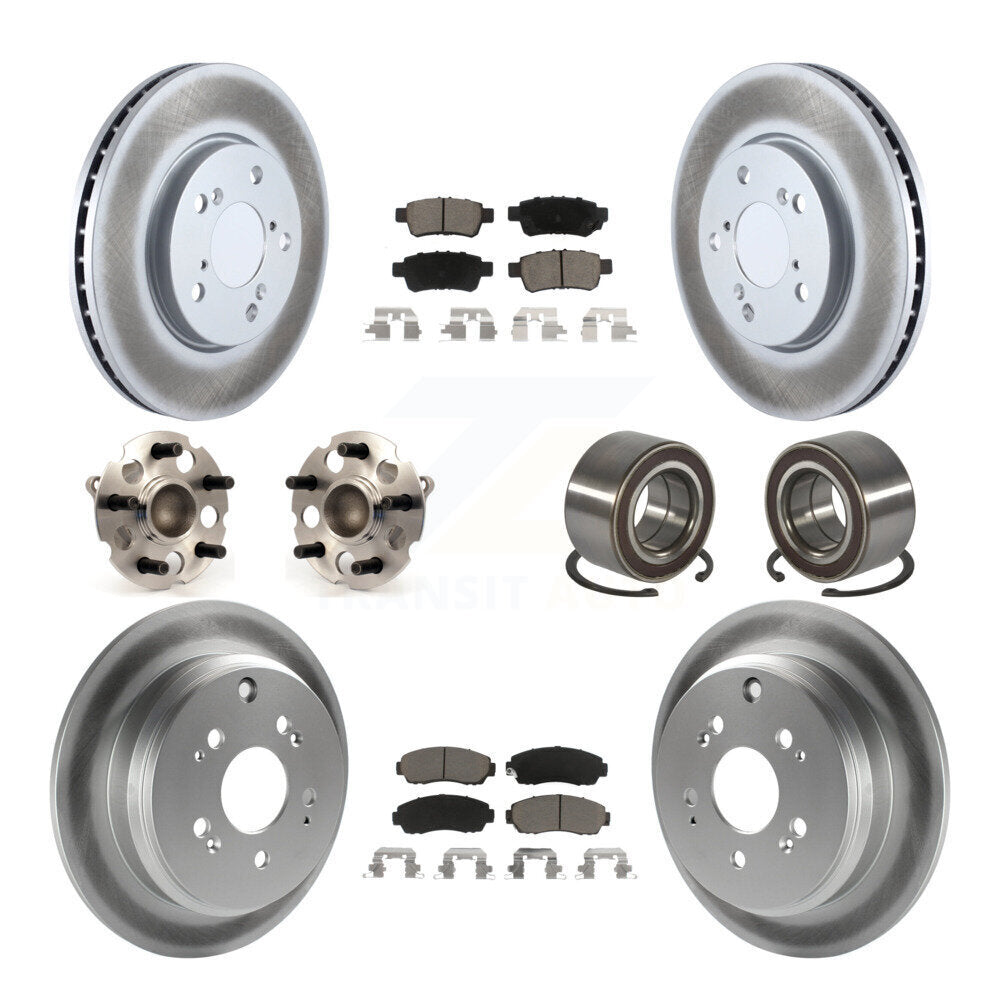 Hub Bearing Coated Brake Rotor Pad Front Rear Kit (10Pc) For 05-10 Honda Odyssey