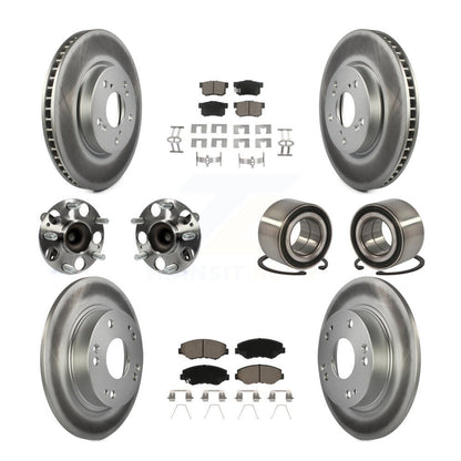Hub Bearing Coated Disc Brake Rotor & Pads Front Rear Kit (10Pc) For Honda Civic