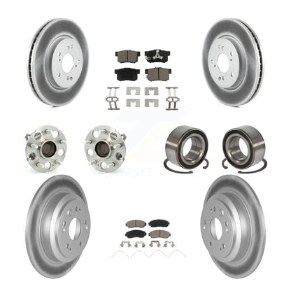 Hub Bearing Coated Brake Rotor Pad Front Rear Kit (10Pc) For Honda Crosstour FWD