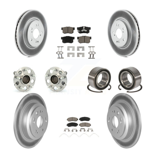 Hub Bearing Coated Brake Rotor Pad Front Rear Kit (10Pc) For Honda Crosstour FWD