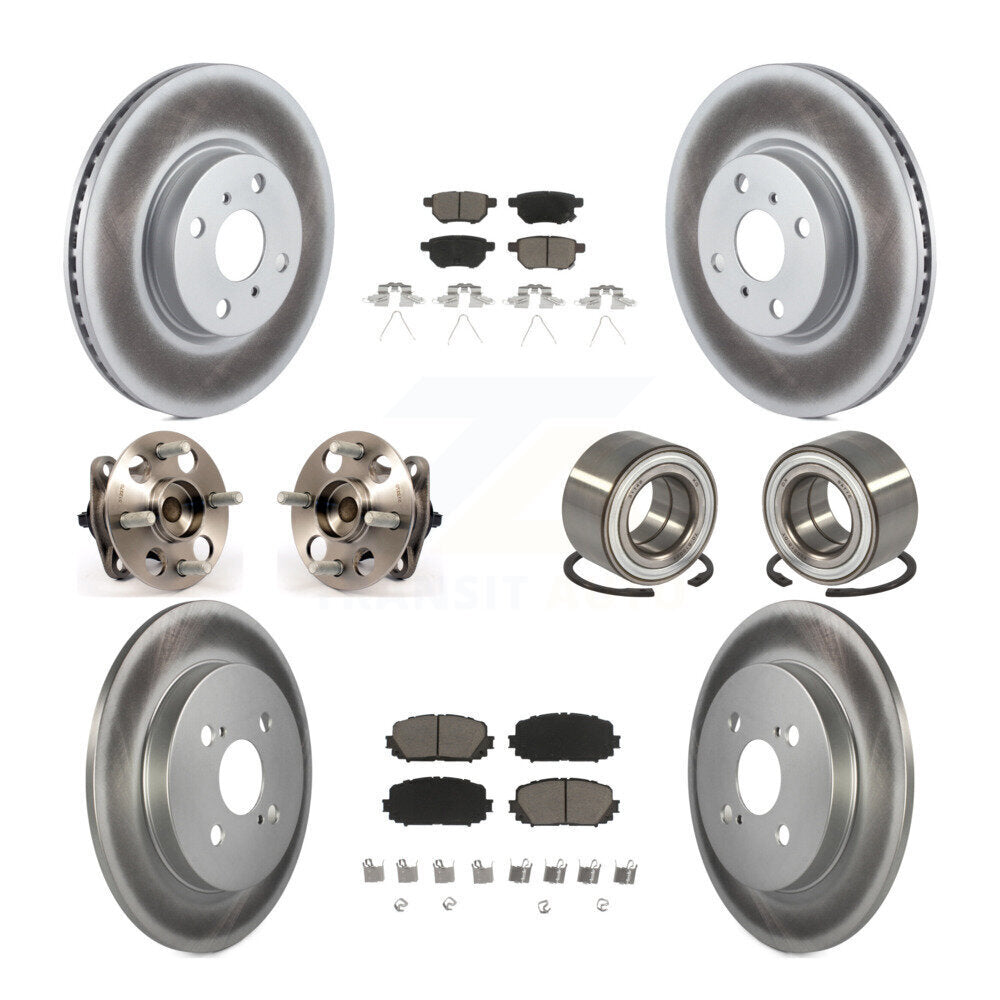 Hub Bearing Coated Disc Brake Rotor & Pad Front Rear Kit (10Pc) For Toyota Yaris