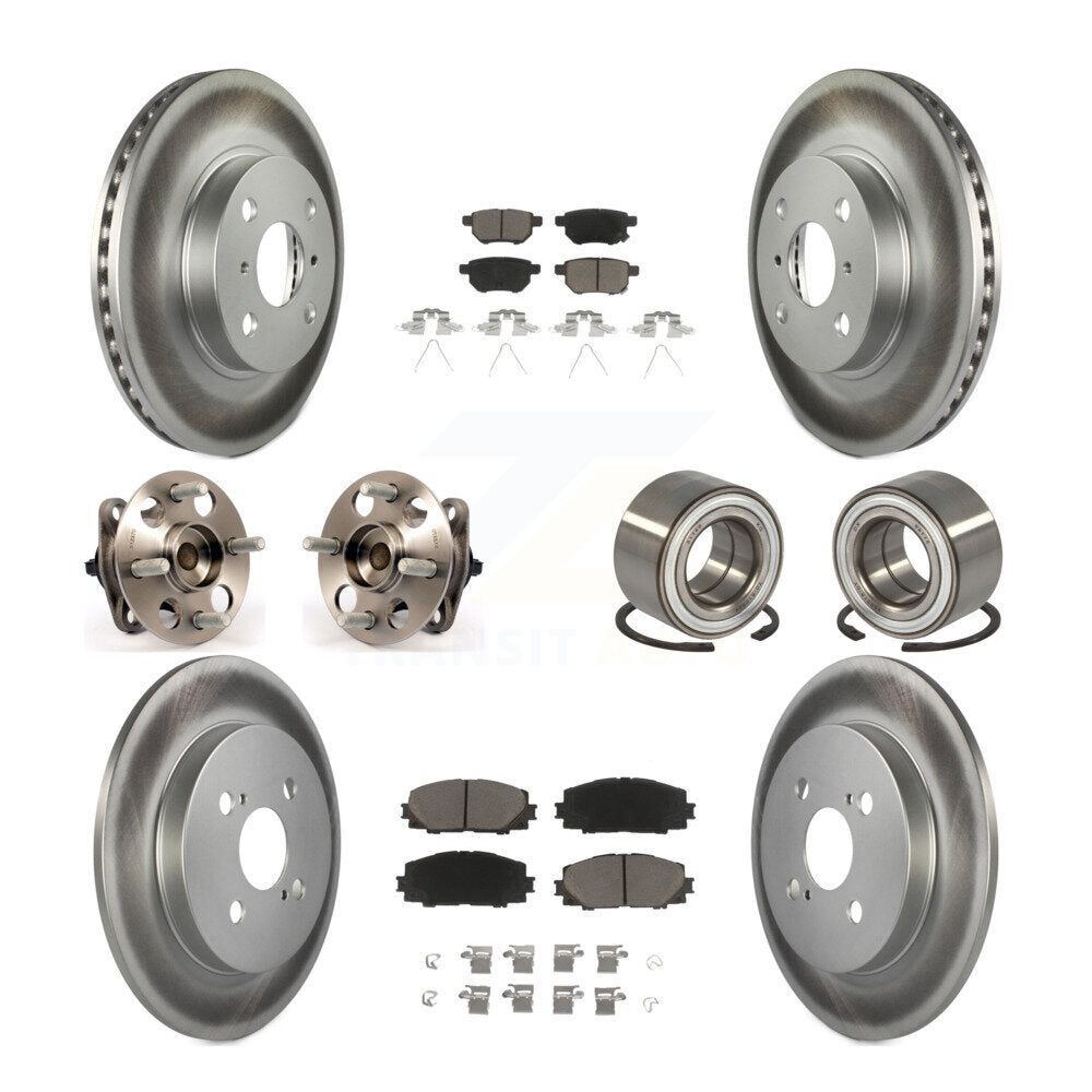 Hub Bearing Coated Disc Brake Rotor & Pad Front Rear Kit (10Pc) For Toyota Yaris