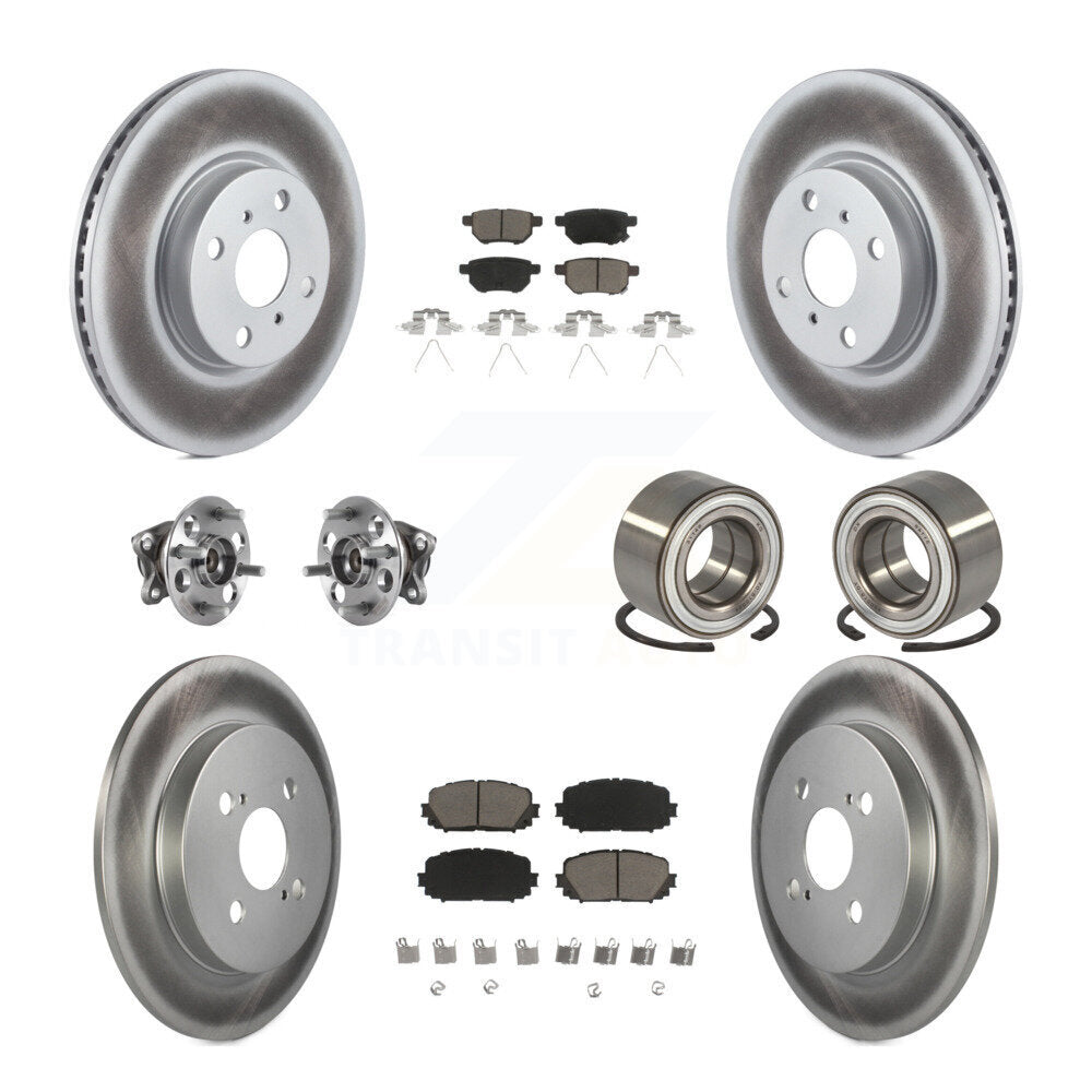 Hub Bearing Coated Disc Brake Rotor & Pad Front Rear Kit (10Pc) For Toyota Yaris